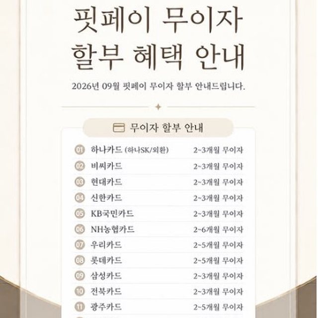 핏페이 무이자 할부 혜택 안내